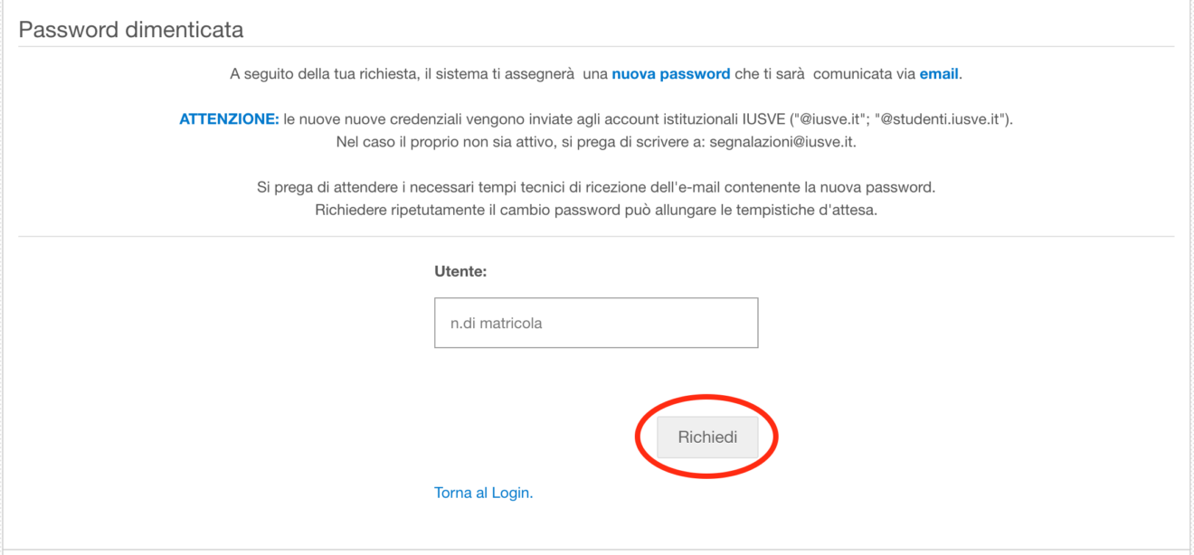 Modifica password - iusve.it