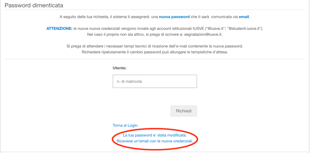 Modifica password - iusve.it